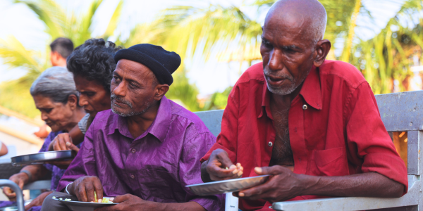 Elderly people eating